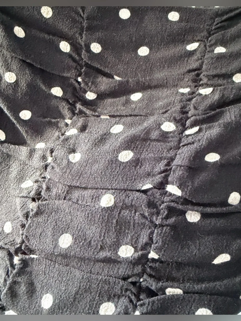 Zara Polka Dot Ruched Crop Top Size S Black Sheer Puff Sleeve Whimsigoth
